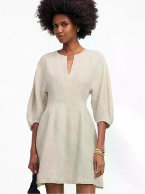 Madewell NWT Splitneck Mini Dress Size 0 in Linen Color: Oat